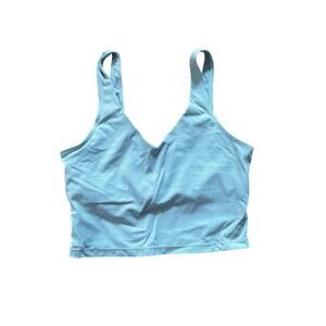 Mint Blue V-Neck Longline Crop Top Built In Bra | Women's Medium